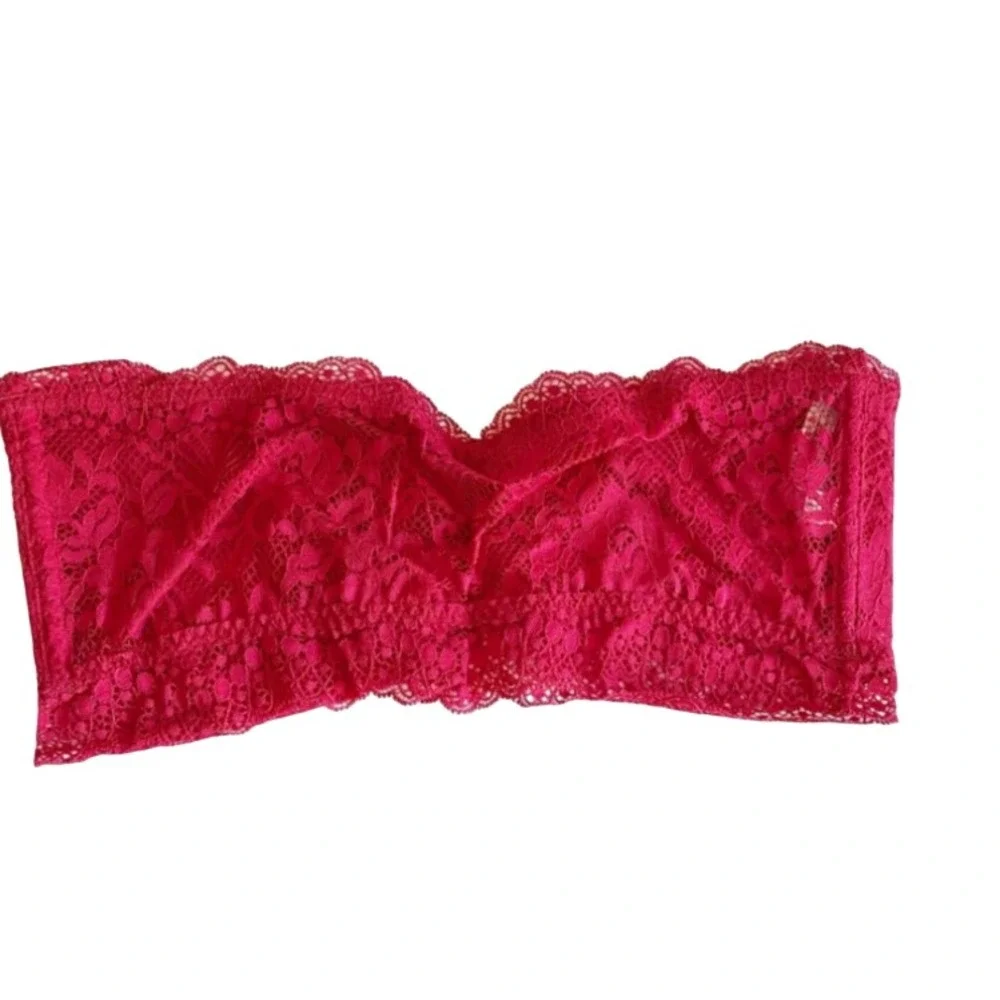 Free People Intimately Lacey Looks Bandeau Bra Burgundy Lace XS NEW